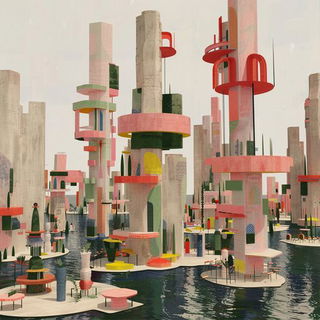 Pastelocopy style, Midjourney V6.1: megacity with futuristic bioarchitecture