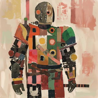 Pastelocopy style, Midjourney V6.1: concept art character design of retropunk steam knight
