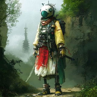 Briar Gauge style, Midjourney V6.1: concept art character design of retropunk steam knight