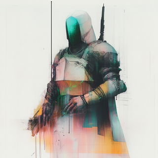 Keshimori style, Midjourney V6.1: concept art character design of retropunk steam knight