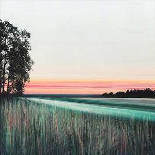 Keshimori style, Midjourney V6.1: realistic landscape photograph of quiet dawn