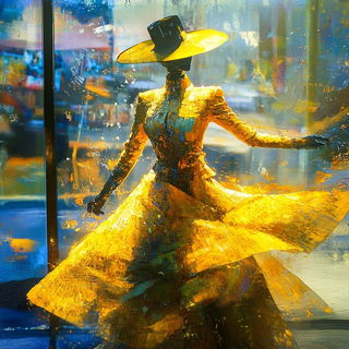 Chromacarnival style, Midjourney V6.1: haute-couture fashion outfit