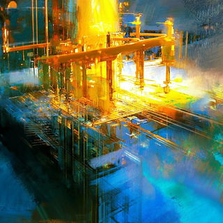 Chromacarnival style, Midjourney V6.1: technical infrastructure blueprint schematics