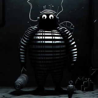 Contourwash style, Midjourney V6.1: concept art character design of retropunk steam knight