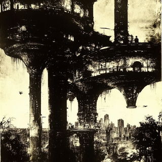 Canopychromism style, Midjourney V6.1: megacity with futuristic bioarchitecture
