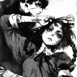 Canopychromism style, Midjourney V6.1: black-and-white manga comic strip