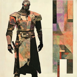 Blackbird Aquatint style, Midjourney V6.1: concept art character design of retropunk steam knight