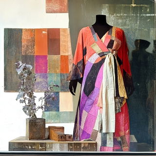 Blackbird Aquatint style, Midjourney V6.1: haute-couture fashion outfit