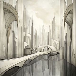 Fogcut style, Midjourney V6.1: megacity with futuristic bioarchitecture