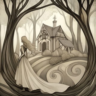 Fogcut style, Midjourney V6.1: retro fairy-tale illustration