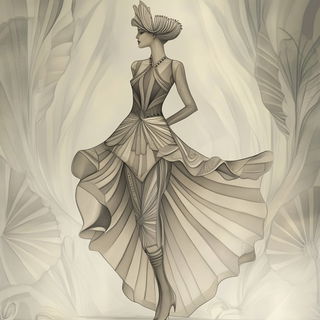Fogcut style, Midjourney V6.1: haute-couture fashion outfit