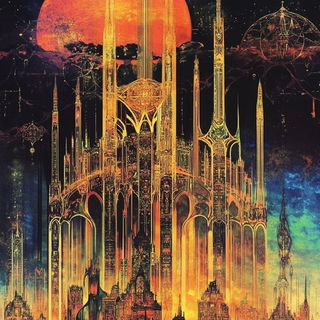 Hatchbound style, Midjourney V6.1: megacity with futuristic bioarchitecture