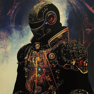Hatchbound style, Midjourney V6.1: concept art character design of retropunk steam knight