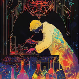 Hatchbound style, Midjourney V6.1: editorial illustration for popular scientific magazine cover