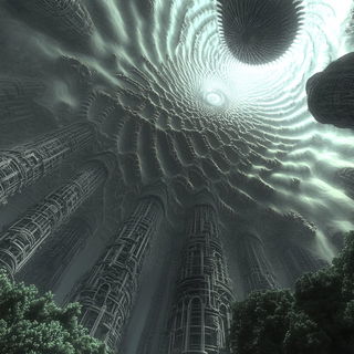 Ruinmigration style, Midjourney V6.1: megacity with futuristic bioarchitecture