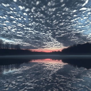 Ruinmigration style, Midjourney V6.1: realistic landscape photograph of quiet dawn