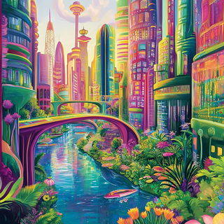 Cryobotanical Iconography style, Midjourney V6.1: megacity with futuristic bioarchitecture