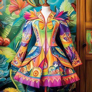 Cryobotanical Iconography style, Midjourney V6.1: haute-couture fashion outfit