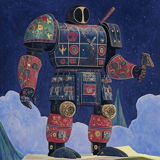 Refractive Wilds style, Midjourney V6.1: concept art character design of retropunk steam knight