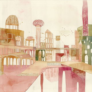 Copperclock Cutouts style, Midjourney V6.1: megacity with futuristic bioarchitecture