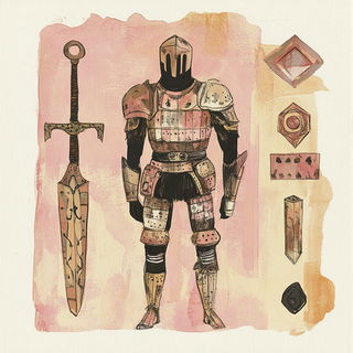 Copperclock Cutouts style, Midjourney V6.1: concept art character design of retropunk steam knight