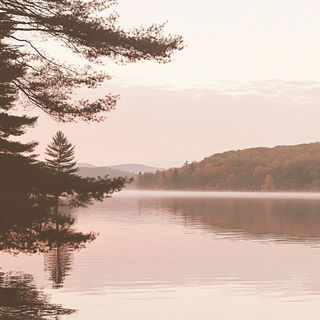 Copperclock Cutouts style, Midjourney V6.1: realistic landscape photograph of quiet dawn