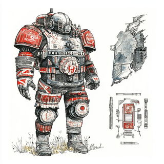 Majlis Neon style, Midjourney V6.1: concept art character design of retropunk steam knight