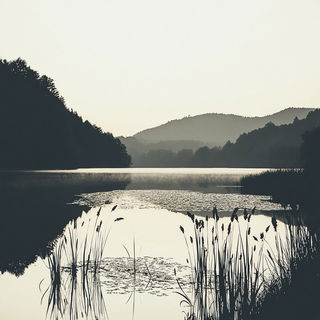 Cloudscarab style, Midjourney V6.1: realistic landscape photograph of quiet dawn