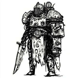 Scarlet Scarab Gardens style, Midjourney V6.1: concept art character design of retropunk steam knight