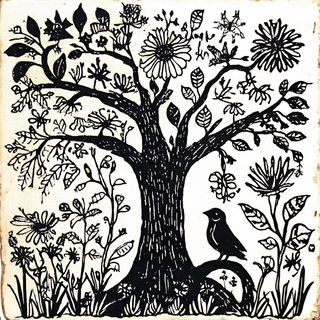 Scarlet Scarab Gardens style, Midjourney V6.1: traditional folk art