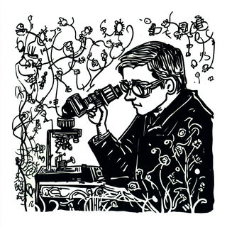 Scarlet Scarab Gardens style, Midjourney V6.1: editorial illustration for popular scientific magazine cover