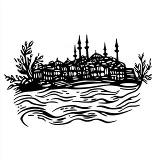 Scarlet Scarab Gardens style, Midjourney V6.1: bold minimalist logo design for Istanbul city municipal services