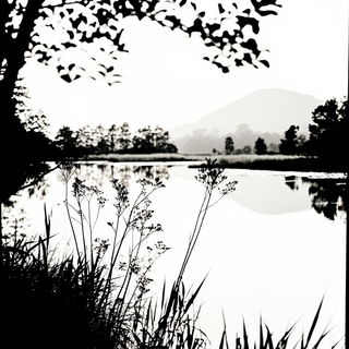 Scarlet Scarab Gardens style, Midjourney V6.1: realistic landscape photograph of quiet dawn