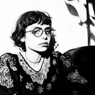Scarlet Scarab Gardens style, Midjourney V6.1: photographic portrait of female protagonist