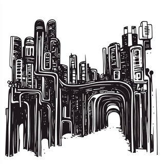 Scarlet Scarab Gardens style, Midjourney V6.1: technical infrastructure blueprint schematics