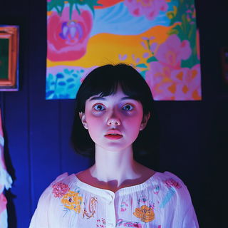 Ruincut style, Midjourney V6.1: photographic portrait of female protagonist
