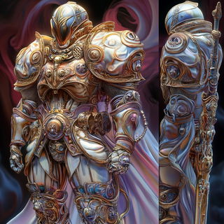 Floodlight Stagecraft style, Midjourney V6.1: concept art character design of retropunk steam knight