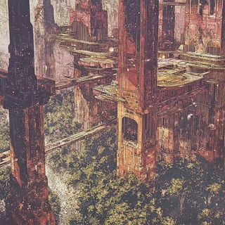 Terramaquette style, Midjourney V6.1: megacity with futuristic bioarchitecture