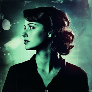 Signcloudery style, Midjourney V6.1: photographic portrait of female protagonist