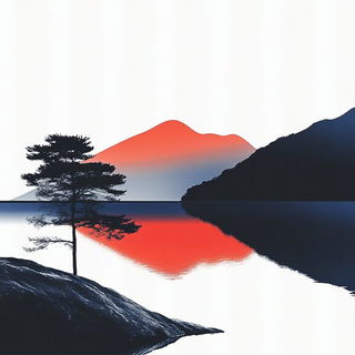 Blueboard Florafox style, Midjourney V6.1: realistic landscape photograph of quiet dawn