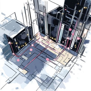 Cloudoclastics style, Midjourney V6.1: technical infrastructure blueprint schematics