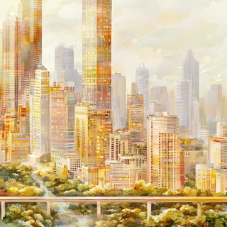 Celhachure style, Midjourney V6.1: megacity with futuristic bioarchitecture