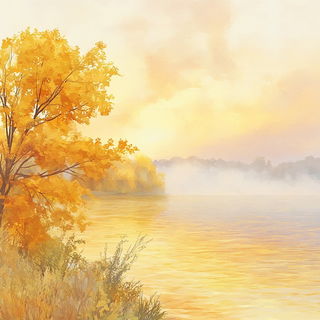 Celhachure style, Midjourney V6.1: realistic landscape photograph of quiet dawn