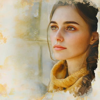 Celhachure style, Midjourney V6.1: photographic portrait of female protagonist