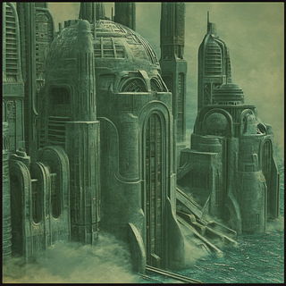 Bichromic Stagecraft style, Midjourney V6.1: megacity with futuristic bioarchitecture
