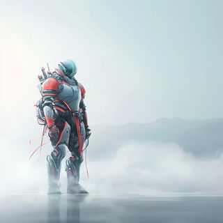 Fluorocurve style, Midjourney V6.1: concept art character design of retropunk steam knight