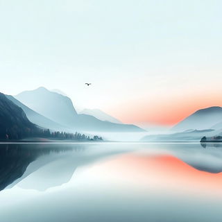Fluorocurve style, Midjourney V6.1: realistic landscape photograph of quiet dawn