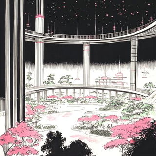 Chromodermis style, Midjourney V6.1: megacity with futuristic bioarchitecture