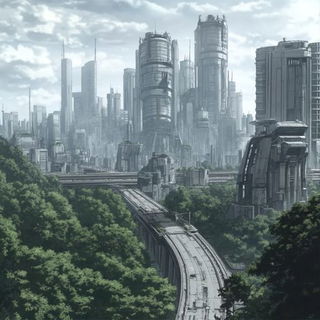 Mossframe Puppetworks style, Midjourney V6.1: megacity with futuristic bioarchitecture