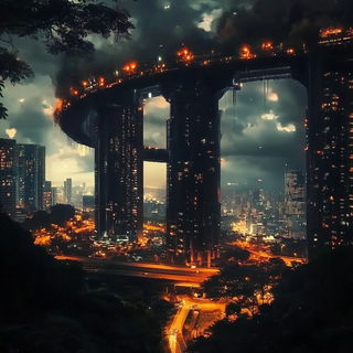 Skullflare style, Midjourney V6.1: megacity with futuristic bioarchitecture